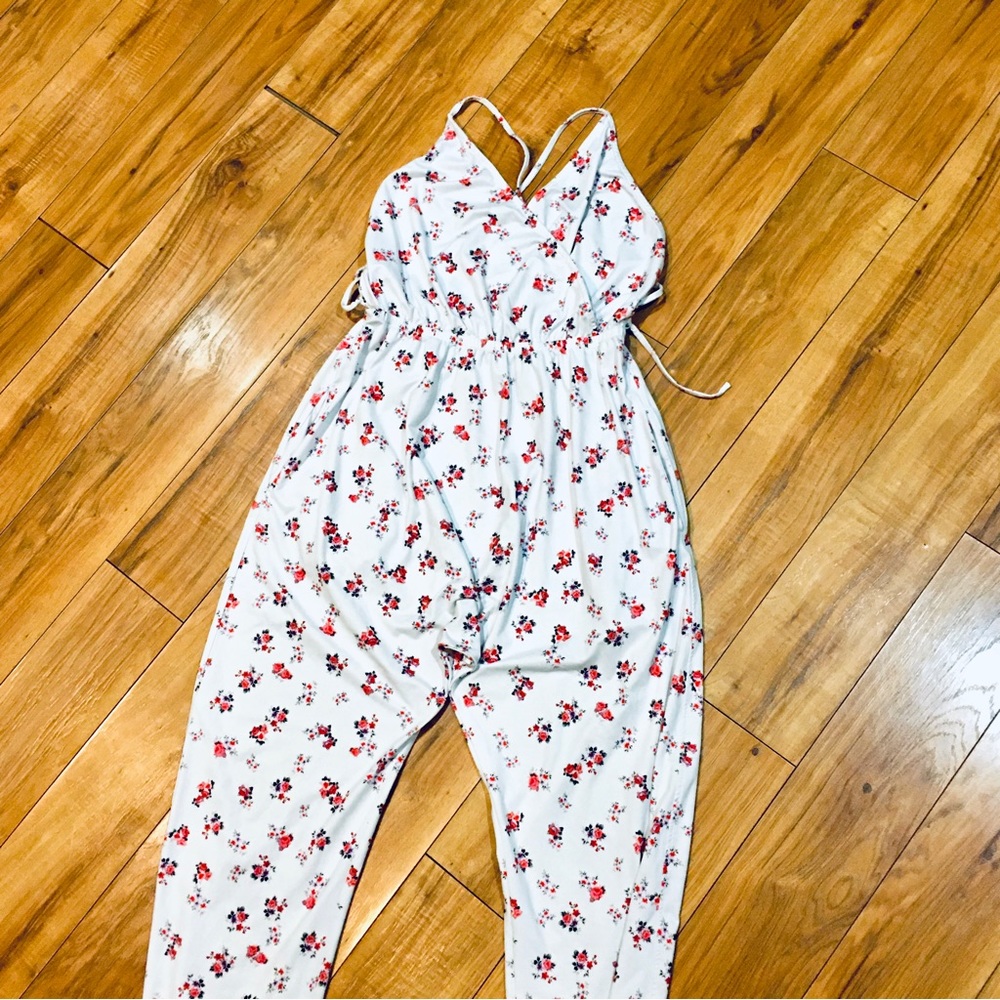 Spiritual Gagster floral flower halter jumpsuit jumper romper white pink…